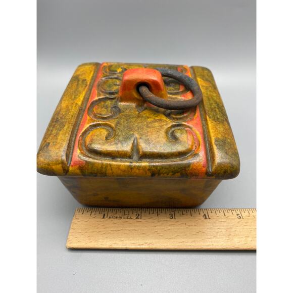 Bagni Orange Sea Garden Box Metal Pull,Bagni For Raymor,Ceramic Trinket Box MCM - Picture 8 of 10